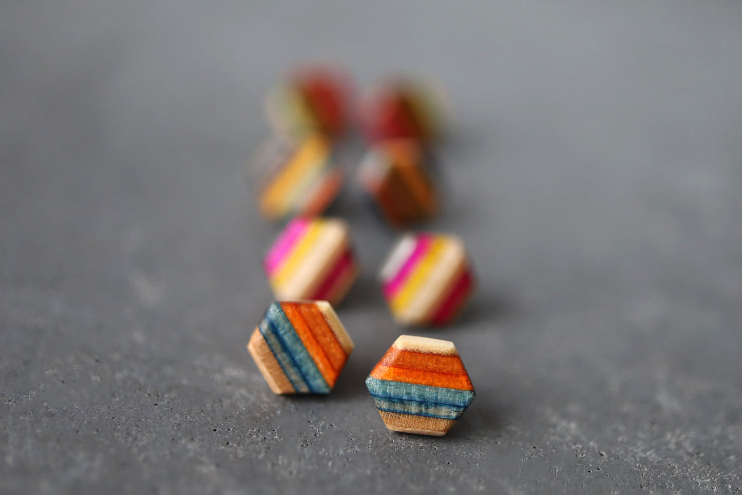 HEXAGON STUD EARRINGS